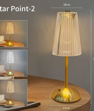Kristallen LED Tafellamp – Oplaadbare Dimbare Nachtlamp en Boeklicht voor Sfeerverlichting en Decor