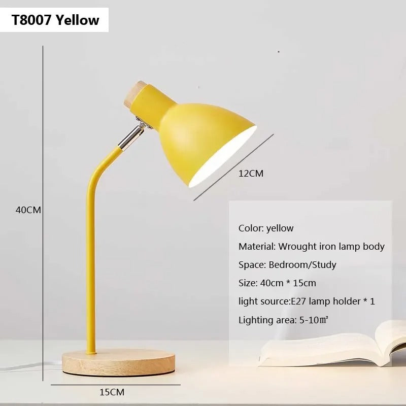 Houten Nordic Tafellamp – Scandinavische Flexibele Bureaulamp met E27 Fitting – Minimalistisch Design voor Woonkamer en Kantoor