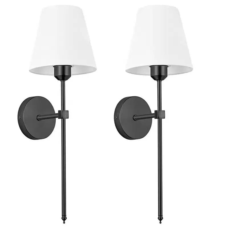 Industriële Wandlamp met Stoffen Kap – Metaal Retro Design met E27 LED – Sfeervolle Wandverlichting voor Slaapkamer, Woonkamer en Horeca