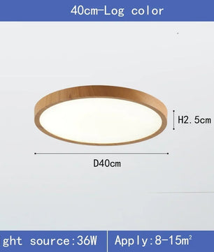 Ultradunne Ronde LED Plafondlamp met Houtnerf – Walnootlook – 24W Ø30 cm – Driekleurig Licht voor Woonkamer en Slaapkamer