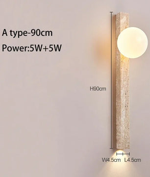 Wabi-Sabi Wandlamp van Gele Grotsteen – Retro Creatief Design voor Gang, Trap en Slaapkamer