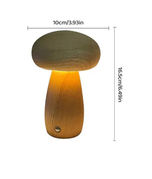 Houten Paddenstoel Nachtlampje – Oplaadbare Touch LED Tafellamp met Traploos Dimmen en 3 Lichtkleuren