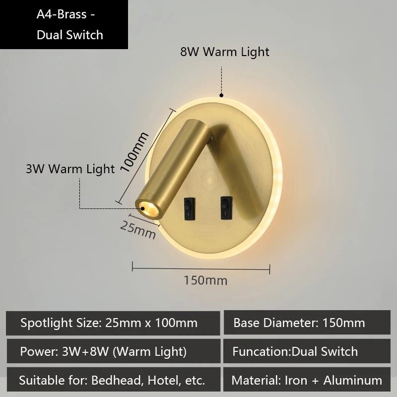 Moderne LED Wandlamp met USB Oplaadpoorten – Verstelbare Leeslamp en Sfeerverlichting voor Slaapkamer en Hotel