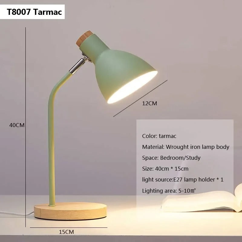 Houten Nordic Tafellamp – Scandinavische Flexibele Bureaulamp met E27 Fitting – Minimalistisch Design voor Woonkamer en Kantoor