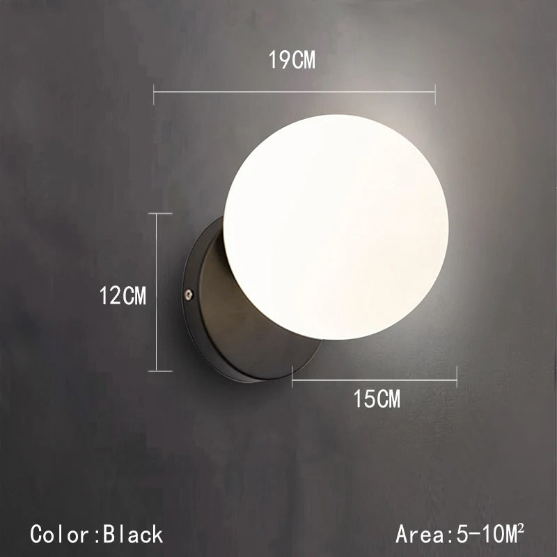 LED Glazen Bol Wandlamp – Metalen Design Wandverlichting in Goud of Zwart – Moderne Sfeerlamp voor Woonkamer en Slaapkamer