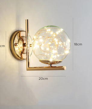 Glazen Ster Wandlamp – Moderne LED Wandverlichting van Glas en Metaal – Decoratieve Sfeerlamp voor Slaapkamer en Woonkamer