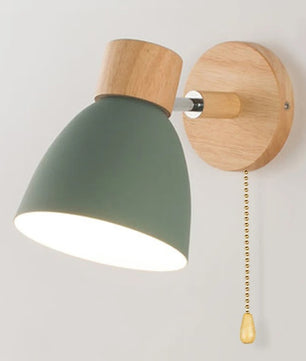 Houten Scandinavische Wandlamp – Moderne E27 Binnenverlichting met Schakelaar en Draaibare Kop