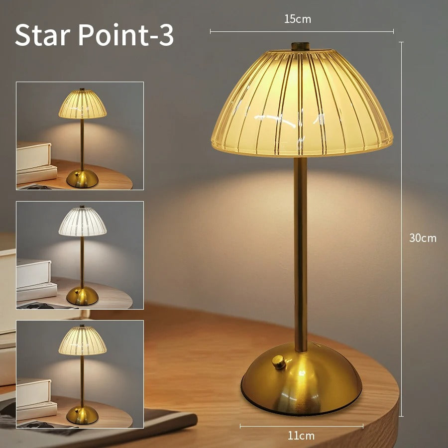 Kristallen LED Tafellamp – Oplaadbare Dimbare Nachtlamp en Boeklicht voor Sfeerverlichting en Decor