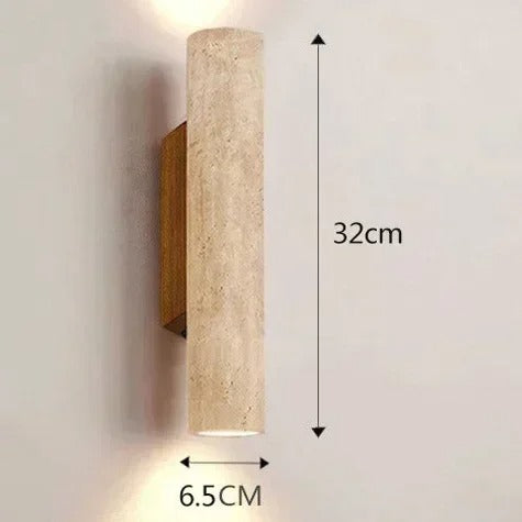 Stenen Wandlamp Travertijn – Luxe Natuursteen Wandverlichting met E27 Fitting en Up Down Light