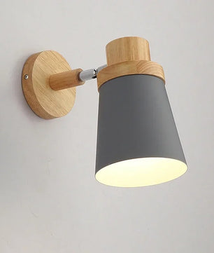 Moderne LED Wandlamp – IJzer en Hout met E27 Fitting – Macaron Design voor Woonkamer en Slaapkamer