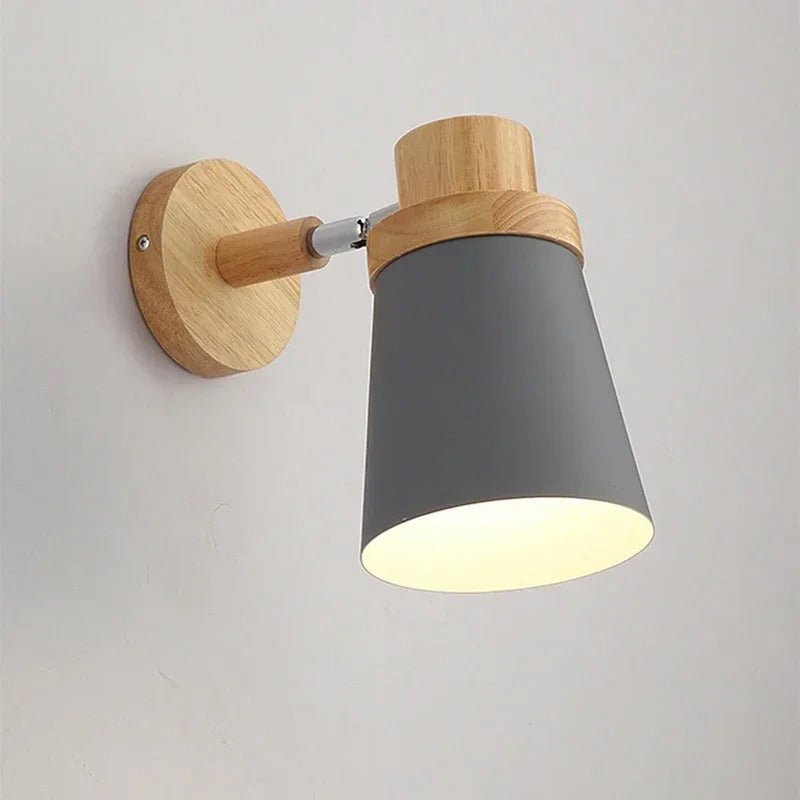 Moderne LED Wandlamp – IJzer en Hout met E27 Fitting – Macaron Design voor Woonkamer en Slaapkamer