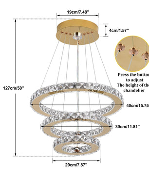 Luxe Kristallen LED Hanglamp – Moderne Kroonluchter van Kristal en RVS met Afstandsbediening – Instelbare Lichtkleur voor Woonkamer en Eetkamer
