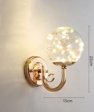 Glazen Ster Wandlamp – Moderne LED Wandverlichting van Glas en Metaal – Decoratieve Sfeerlamp voor Slaapkamer en Woonkamer