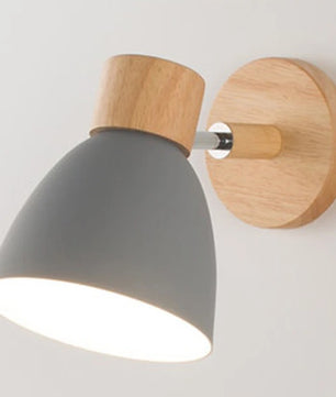 Houten Scandinavische Wandlamp – Moderne E27 Binnenverlichting met Schakelaar en Draaibare Kop