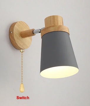 Moderne LED Wandlamp – IJzer en Hout met E27 Fitting – Macaron Design voor Woonkamer en Slaapkamer