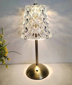 Kristallen LED Tafellamp – Oplaadbare Dimbare Nachtlamp en Boeklicht voor Sfeerverlichting en Decor