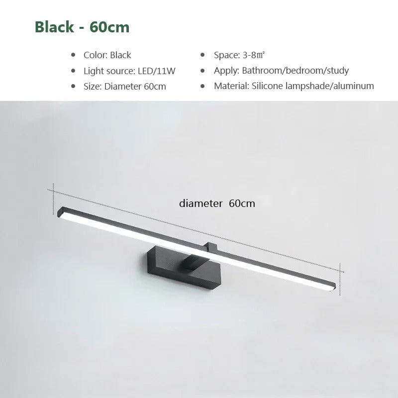 Moderne LED Badkamer Wandlamp – Spiegelverlichting met 3 Lichtkleuren – Aluminium Lijnlamp voor Badkamer en Interieur