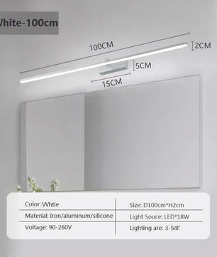 Moderne LED Wandlamp Spiegelverlichting – Minimalistische Striplamp 40 tot 100 cm, Zwart of Wit, Neutraal of Driekleurig Licht voor Badkamer & Interieur