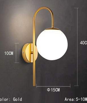 LED Glazen Bol Wandlamp – Metalen Design Wandverlichting in Goud of Zwart – Moderne Sfeerlamp voor Woonkamer en Slaapkamer