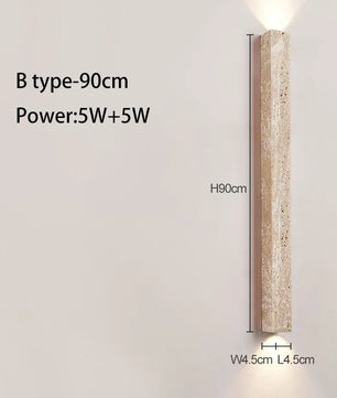 Wabi-Sabi Wandlamp van Gele Grotsteen – Retro Creatief Design voor Gang, Trap en Slaapkamer