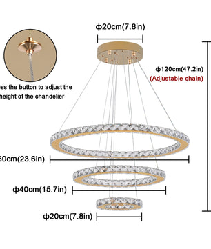 Luxe Kristallen LED Hanglamp – Moderne Kroonluchter van Kristal en RVS met Afstandsbediening – Instelbare Lichtkleur voor Woonkamer en Eetkamer