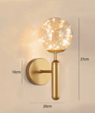 Glazen Ster Wandlamp – Moderne LED Wandverlichting van Glas en Metaal – Decoratieve Sfeerlamp voor Slaapkamer en Woonkamer