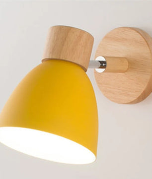 Houten Scandinavische Wandlamp – Moderne E27 Binnenverlichting met Schakelaar en Draaibare Kop