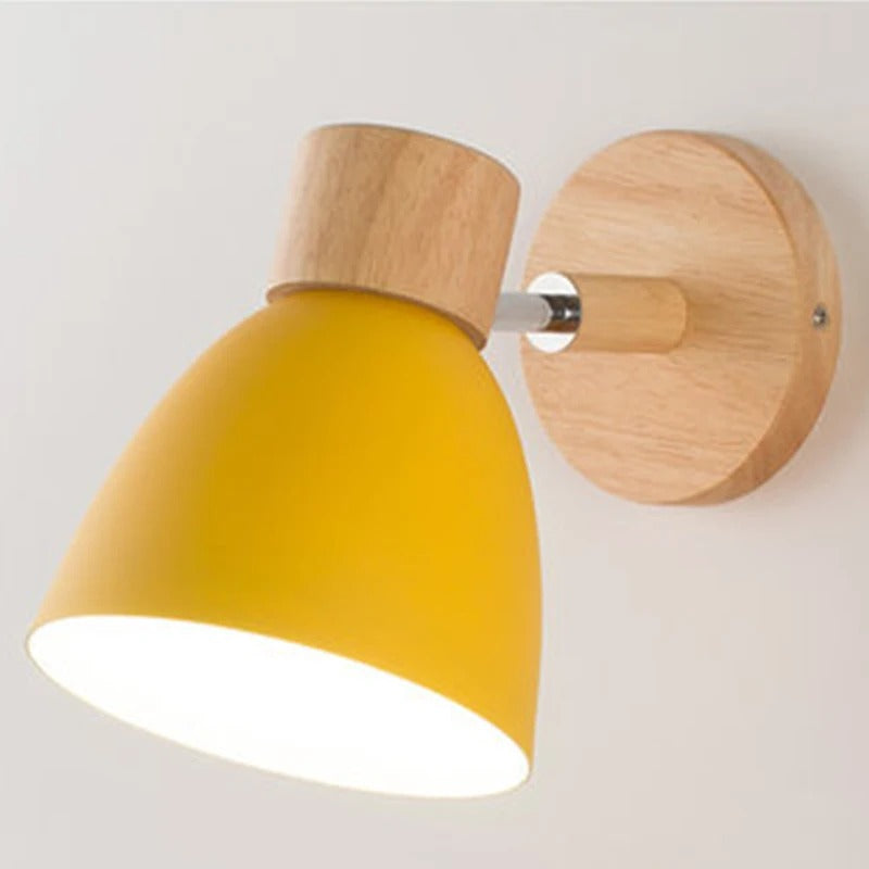 Houten Scandinavische Wandlamp – Moderne E27 Binnenverlichting met Schakelaar en Draaibare Kop