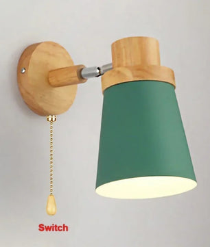 Moderne LED Wandlamp – IJzer en Hout met E27 Fitting – Macaron Design voor Woonkamer en Slaapkamer