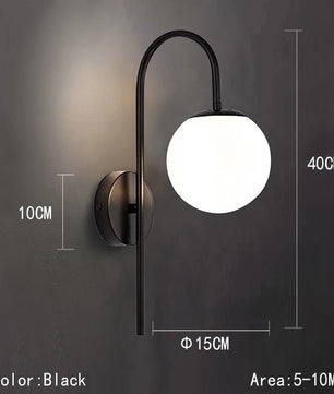 LED Glazen Bol Wandlamp – Metalen Design Wandverlichting in Goud of Zwart – Moderne Sfeerlamp voor Woonkamer en Slaapkamer