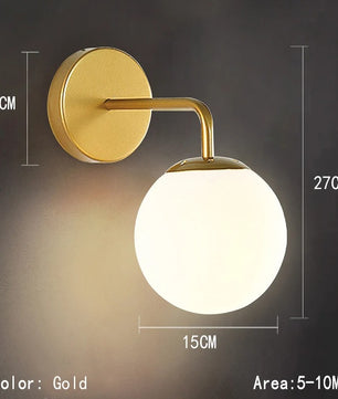 LED Glazen Bol Wandlamp – Metalen Design Wandverlichting in Goud of Zwart – Moderne Sfeerlamp voor Woonkamer en Slaapkamer