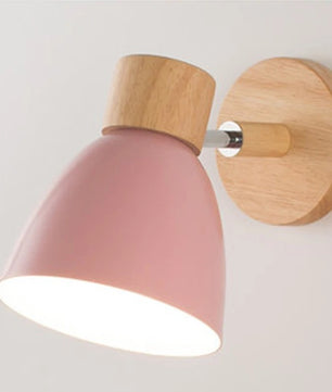 Houten Scandinavische Wandlamp – Moderne E27 Binnenverlichting met Schakelaar en Draaibare Kop