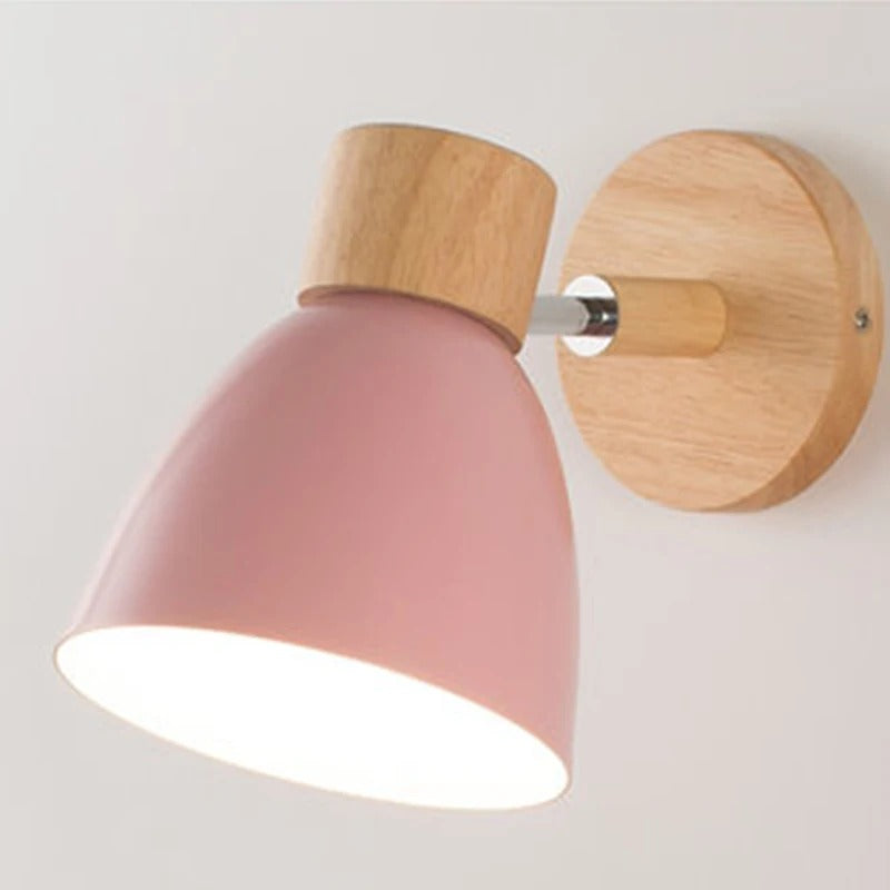Houten Scandinavische Wandlamp – Moderne E27 Binnenverlichting met Schakelaar en Draaibare Kop
