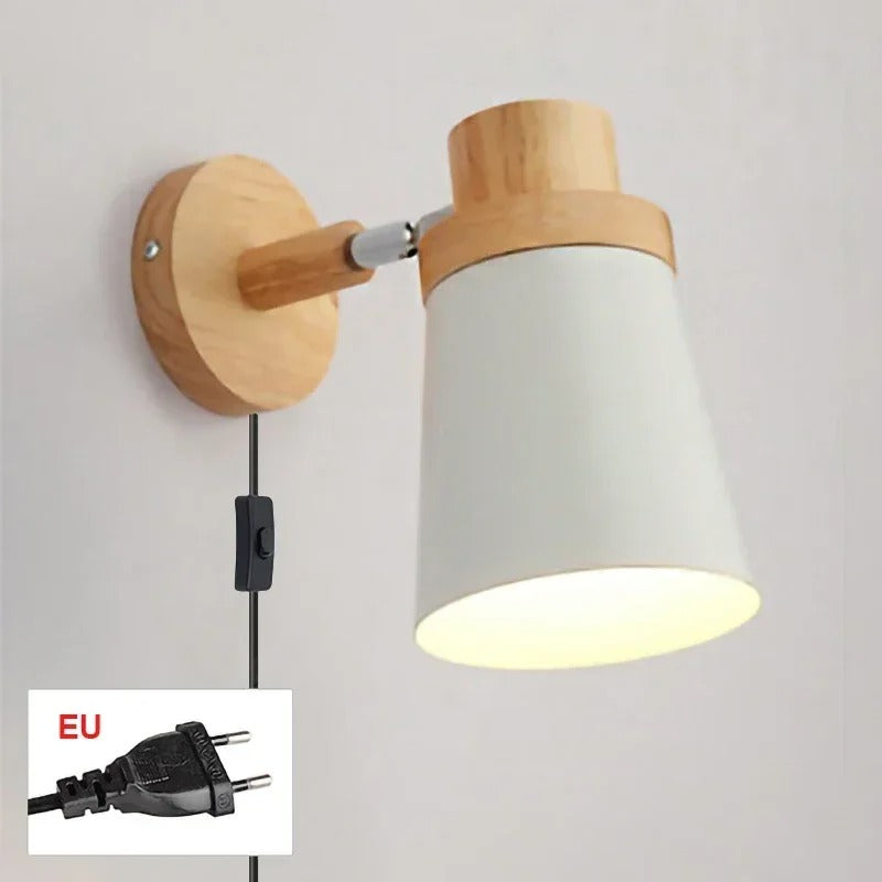 Moderne LED Wandlamp – IJzer en Hout met E27 Fitting – Macaron Design voor Woonkamer en Slaapkamer