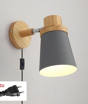 Moderne LED Wandlamp – IJzer en Hout met E27 Fitting – Macaron Design voor Woonkamer en Slaapkamer