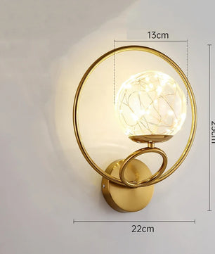 Glazen Ster Wandlamp – Moderne LED Wandverlichting van Glas en Metaal – Decoratieve Sfeerlamp voor Slaapkamer en Woonkamer