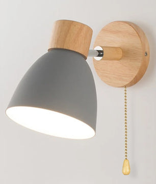 Houten Scandinavische Wandlamp – Moderne E27 Binnenverlichting met Schakelaar en Draaibare Kop