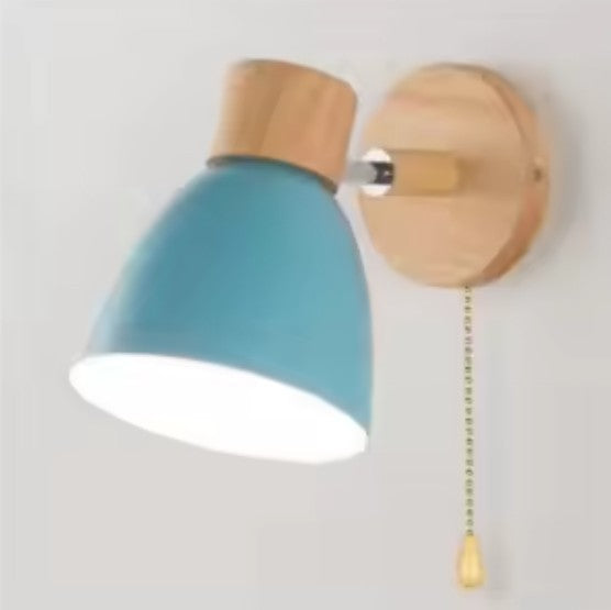 Houten Scandinavische Wandlamp – Moderne E27 Binnenverlichting met Schakelaar en Draaibare Kop