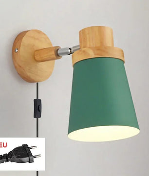 Moderne LED Wandlamp – IJzer en Hout met E27 Fitting – Macaron Design voor Woonkamer en Slaapkamer