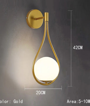 LED Glazen Bol Wandlamp – Metalen Design Wandverlichting in Goud of Zwart – Moderne Sfeerlamp voor Woonkamer en Slaapkamer