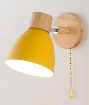 Houten Scandinavische Wandlamp – Moderne E27 Binnenverlichting met Schakelaar en Draaibare Kop