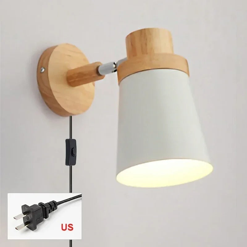 Moderne LED Wandlamp – IJzer en Hout met E27 Fitting – Macaron Design voor Woonkamer en Slaapkamer