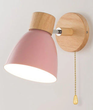 Houten Scandinavische Wandlamp – Moderne E27 Binnenverlichting met Schakelaar en Draaibare Kop
