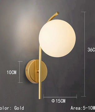 LED Glazen Bol Wandlamp – Metalen Design Wandverlichting in Goud of Zwart – Moderne Sfeerlamp voor Woonkamer en Slaapkamer