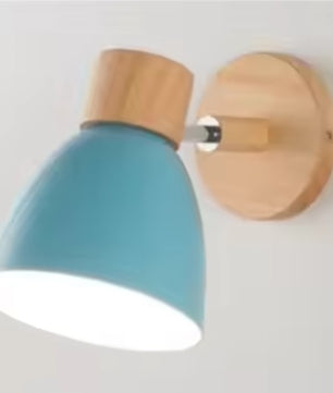 Houten Scandinavische Wandlamp – Moderne E27 Binnenverlichting met Schakelaar en Draaibare Kop