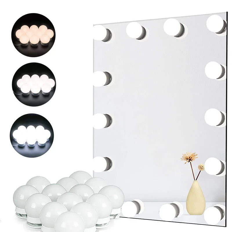 Hollywood LED Make-up Spiegelverlichting – 3 Kleurstanden, USB Aangedreven & Traploos Dimbaar – Professionele Vanity Verlichting voor Spiegel en Make-uptafel