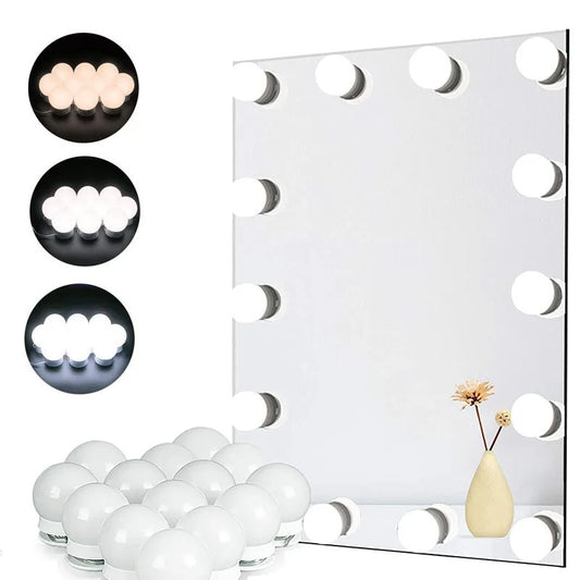 Hollywood LED Make-up Spiegelverlichting – 3 Kleurstanden, USB Aangedreven & Traploos Dimbaar – Professionele Vanity Verlichting voor Spiegel en Make-uptafel