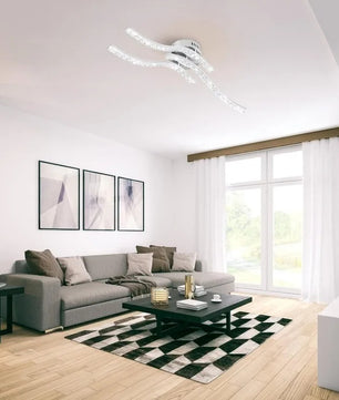 LED Kroonluchter – Moderne 3-Armige Golvende Plafondlamp van Metaal en Acryl met Geïntegreerde LED – Design Verlichting voor Woonkamer en Eetkamer