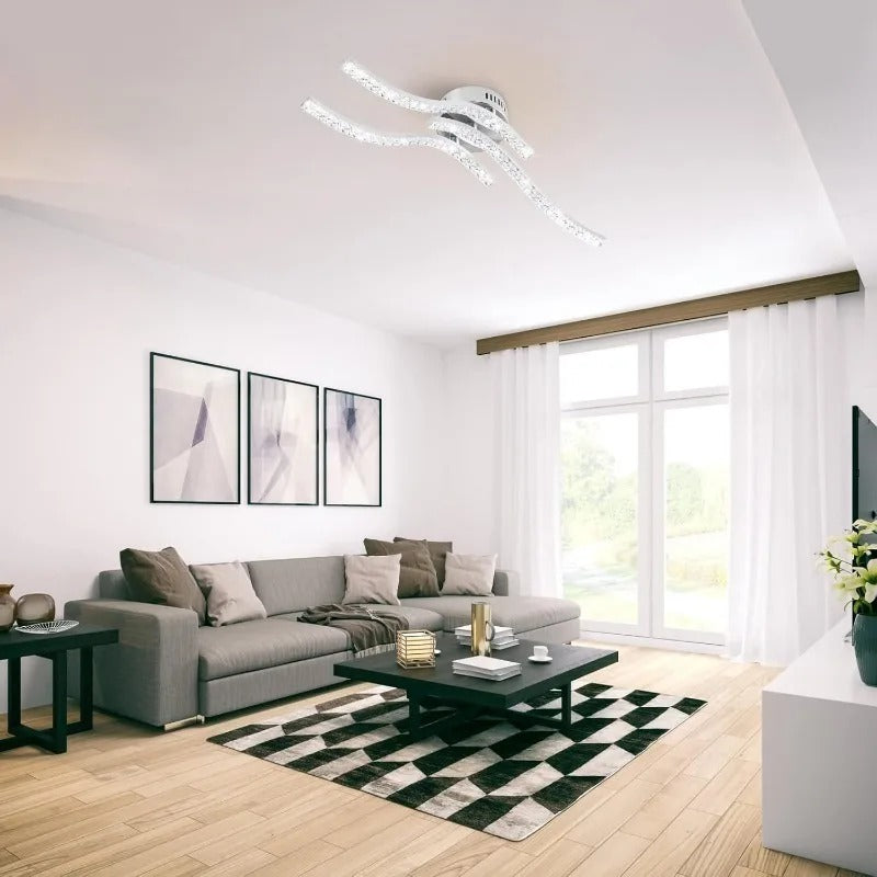 LED Kroonluchter – Moderne 3-Armige Golvende Plafondlamp van Metaal en Acryl met Geïntegreerde LED – Design Verlichting voor Woonkamer en Eetkamer