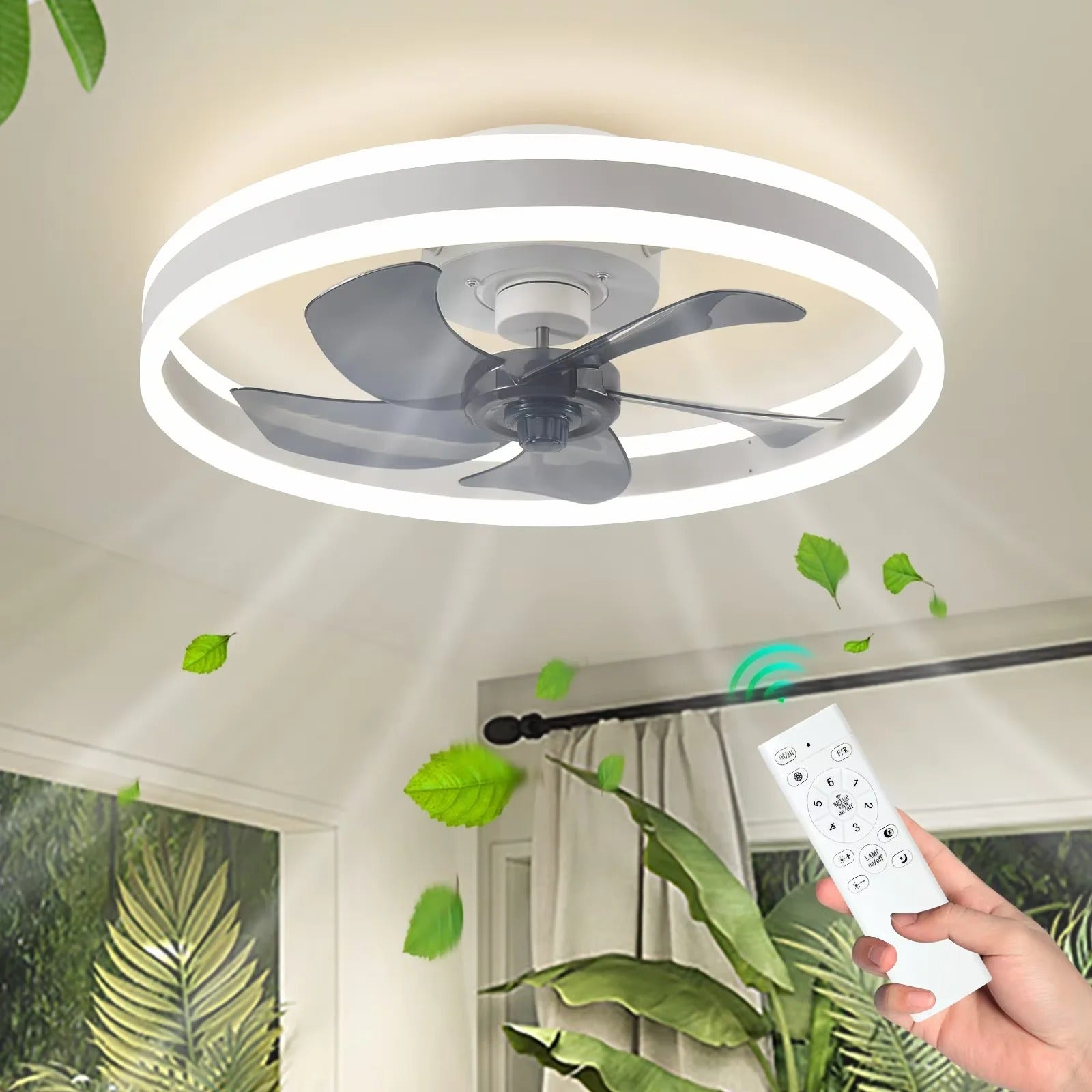Moderne LED Plafondventilator – Stille Ventilatorlamp met Dimbare Verlichting, Omkeerbare Motor en Afstandsbediening voor Slaapkamer en Woonkamer